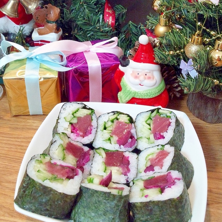 中トロとしば漬けの寿司海苔巻き・酸味と脂の風味☆